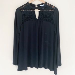 Black London Times Blouse with Lace detail
